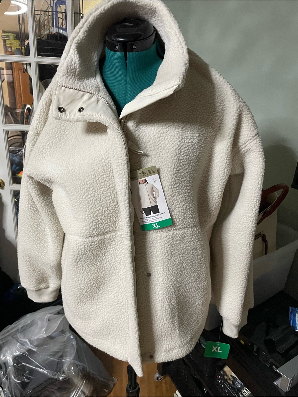 Costco/Mondetta Cream Sherpa Puffer Jacket - Soft Ivory Fleece